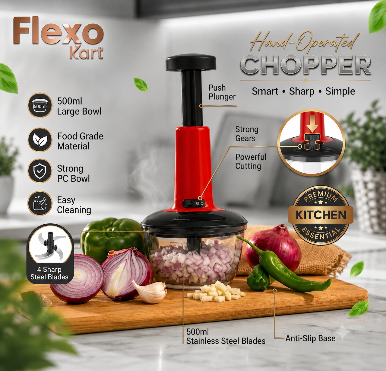Flexo Kart 6-in-1 Premium Kitchen Combo — Smart Tools for a Smarter Kitchen | Only ₹649