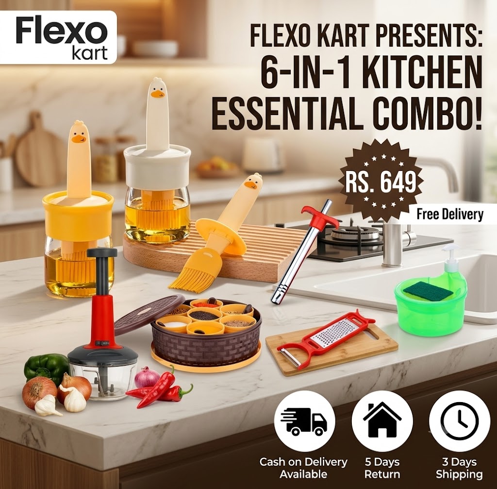 Flexo Kart 6-in-1 Premium Kitchen Combo — Smart Tools for a Smarter Kitchen | Only ₹649