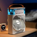 Portable Mini USB Air Cooler Fan – 7 LED Colours | 3 Speed | Mist Spray | Timer Function