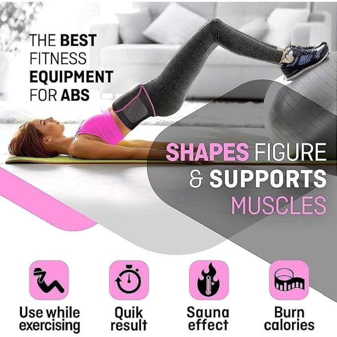 Sweat Slim Belt for Men & Women – Adjustable Tummy Trimmer Waist Trainer for Fat Loss, Stomach Shaping, Back Support & Workout Sweat Enhancement (Pink)
