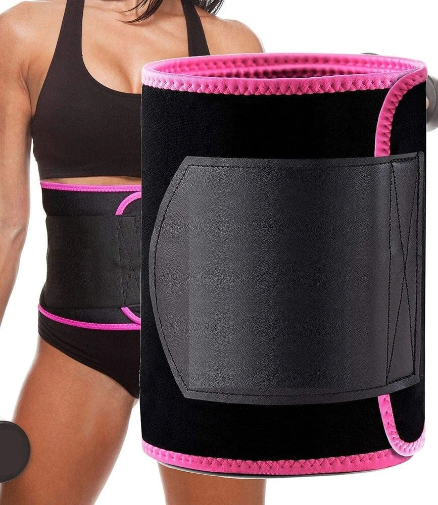 Sweat Slim Belt for Men & Women – Adjustable Tummy Trimmer Waist Trainer for Fat Loss, Stomach Shaping, Back Support & Workout Sweat Enhancement (Pink)